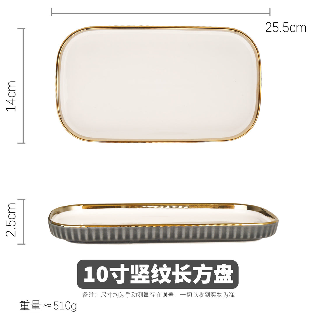 深灰色高端轻奢陶瓷餐具套装咖啡杯圆盘长方盘欧式家用组合dinner