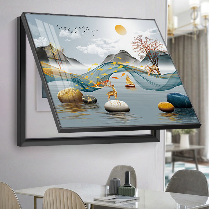 现代简约电表箱挂画弱电箱配电箱开关遮挡装饰画抽象风格电闸壁画