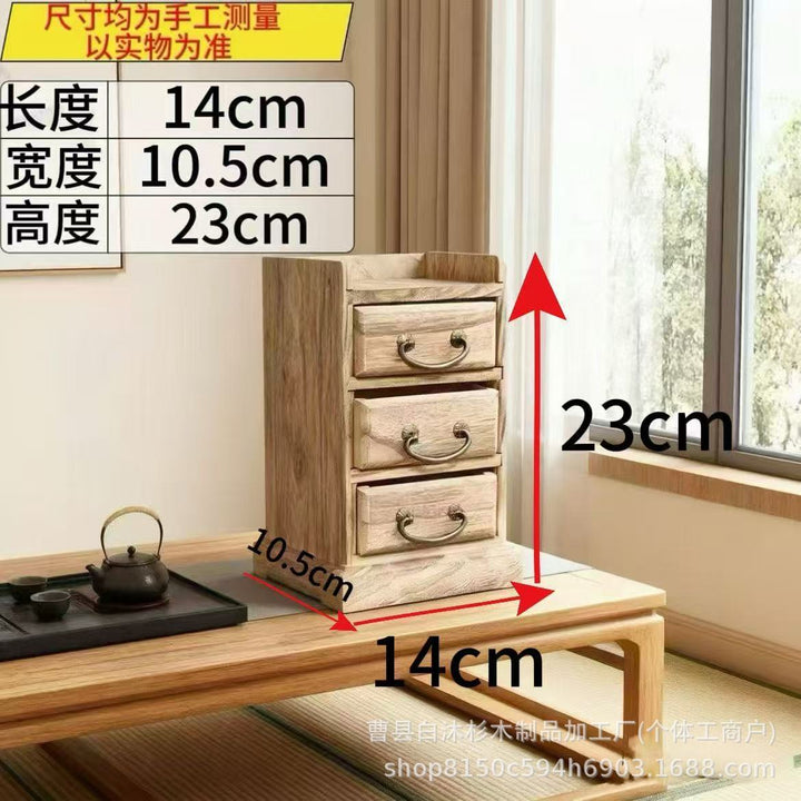 木质多层收纳盒复古杂物整理盒桌面首饰化妆品抽屉式盒桌面收纳盒