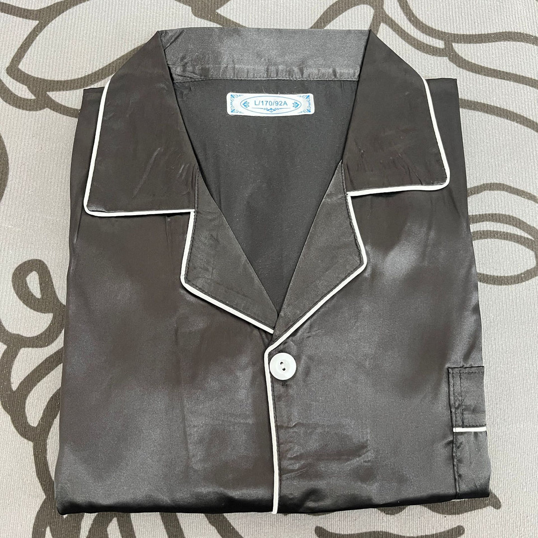 情侣睡衣冰丝长袖长裤春秋薄款宽松大码纯色简约仿真丝家居服套装