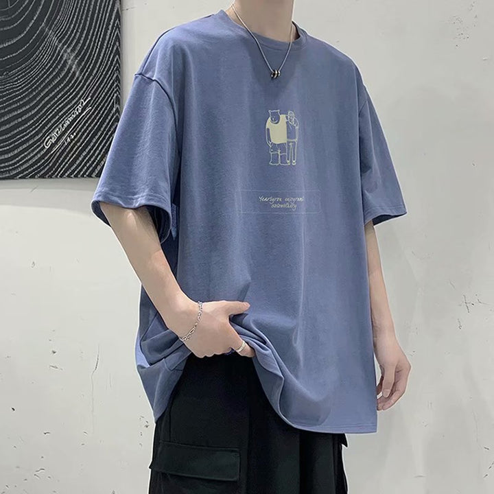 短袖T恤男2023夏季胖子大码宽松百搭港风衣服潮牌ins炸街半袖体恤