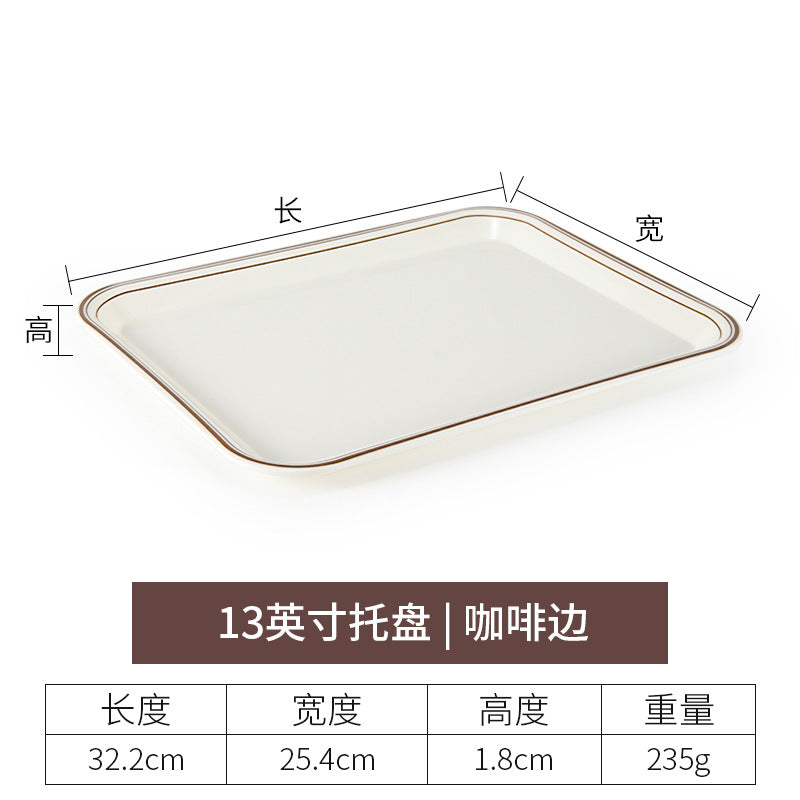 密胺托盘长方形盘塑料茶水杯盘端菜盘亚马逊餐盘蛋糕面包托盘商用