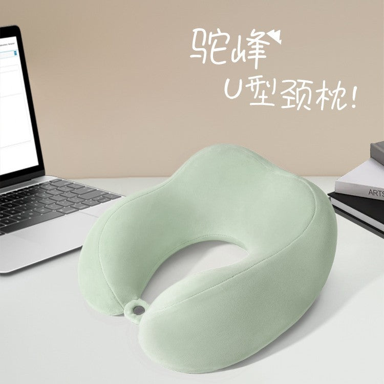 夏季冰丝凉感护颈u型枕便携可收纳记忆棉颈枕飞机枕枕头批发现货