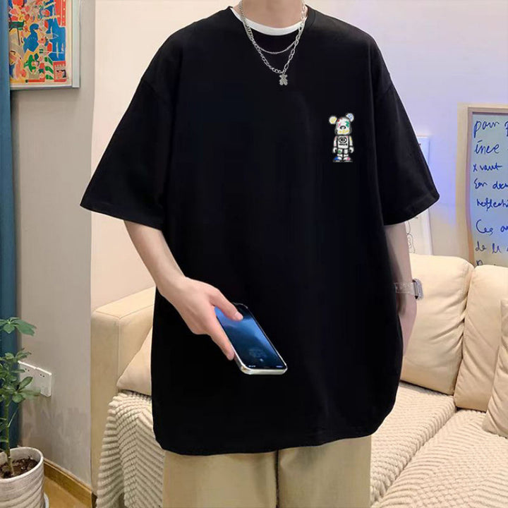 短袖T恤男生美式夏季新款潮牌白色青少年打底衫宽松休闲半袖上衣