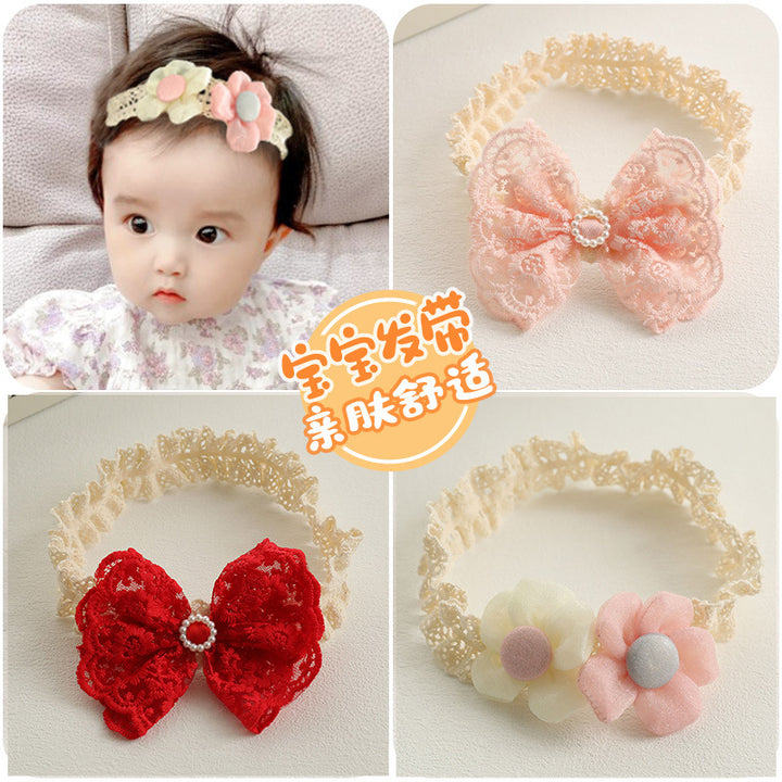 新款婴儿发带韩版蝴蝶结花朵儿童发饰头带护囟门皇冠饰品套装礼盒