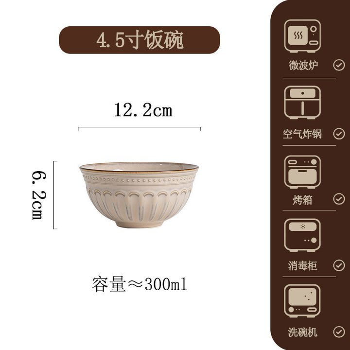 欧式复古罗马纹碗碟套装家用创意陶瓷餐具饭碗菜盘子釉下彩乔迁礼