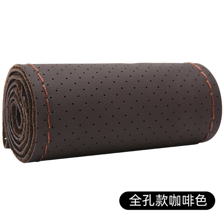 Top Layer Cowhide Steering Wheel Cover Large All Season Universal Car Genuine Leather Grip Cover