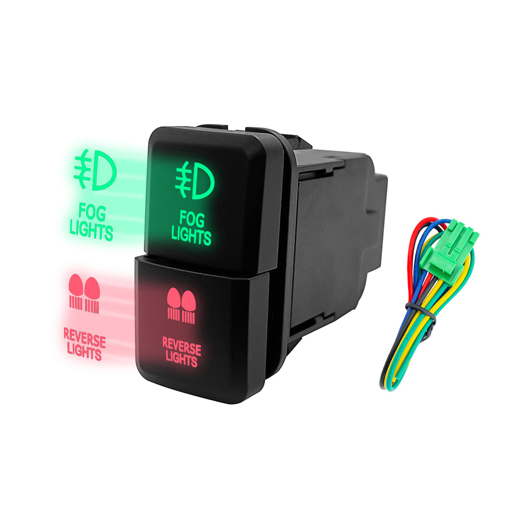 适用于丰田卡罗拉双控双按钮开关 12V Led绿红灯交替光配线