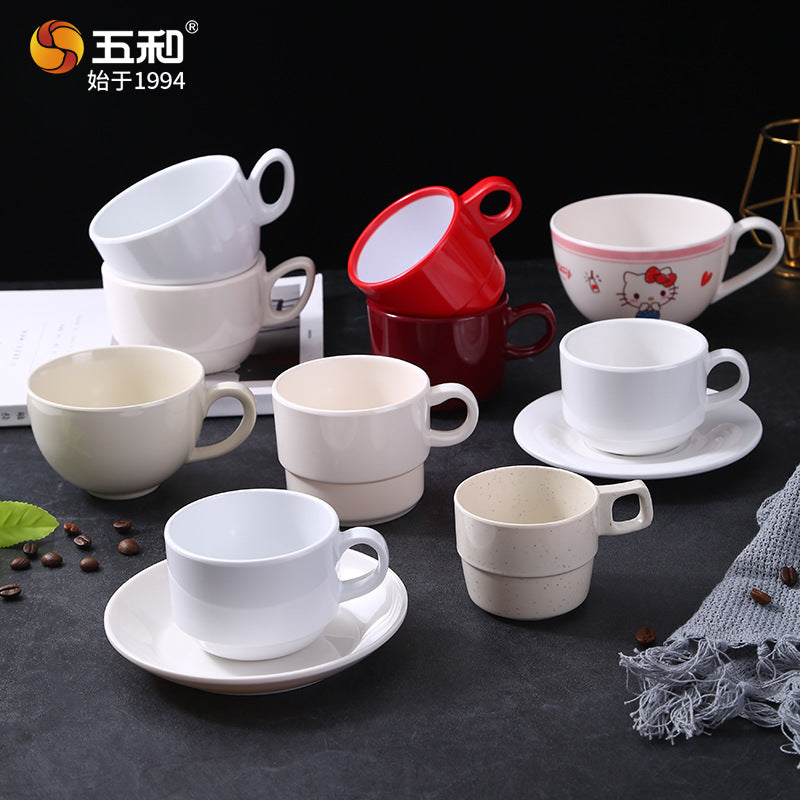 五和密胺欧式咖啡杯套装简约马克杯酒店叠叠杯餐厅茶杯杯子批发