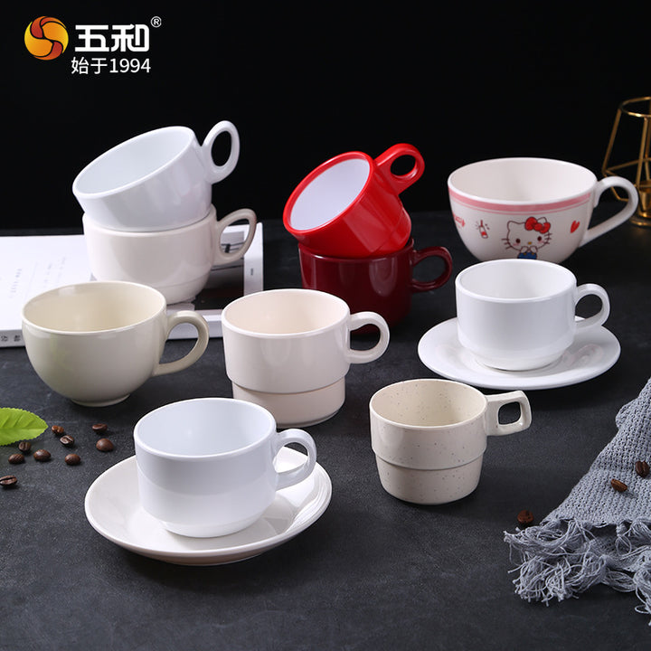 五和密胺欧式咖啡杯套装简约马克杯酒店叠叠杯餐厅茶杯杯子批发