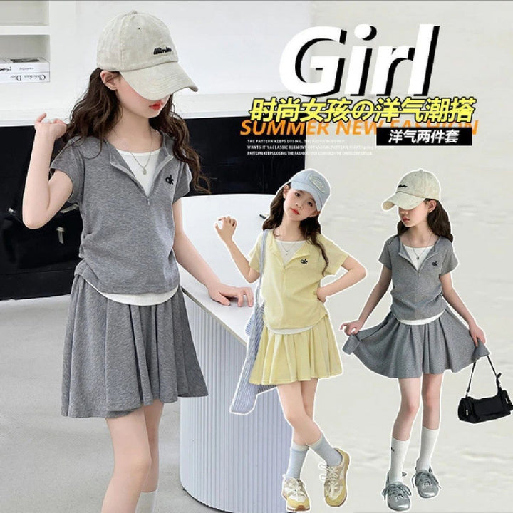 Women Kids Set Summer New Small Mini Skirt Set Large Kids Stylish Casual Set