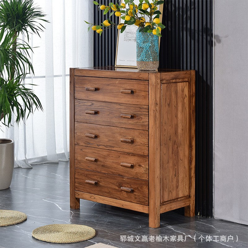老榆木五斗柜实木储物柜家具抽屉收纳橱柜玄关桌置物柜落地餐边柜