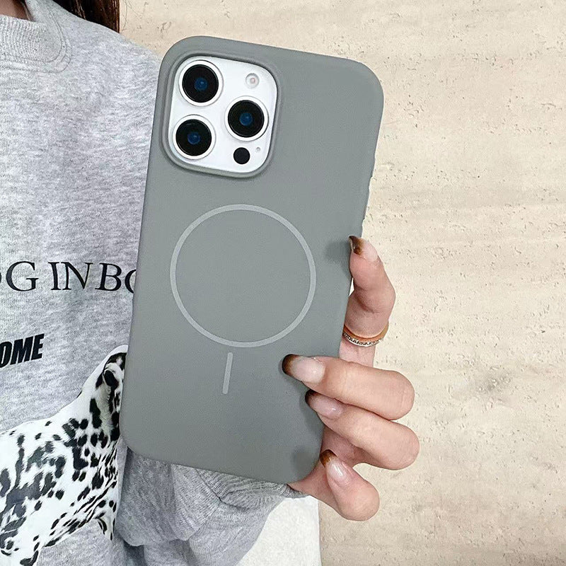 For iPhone 16 pro Thin Ring Mag Safe Liquid Silicone Phone CaseiPhone17 AIR Shockproof Solid Color Protective Case