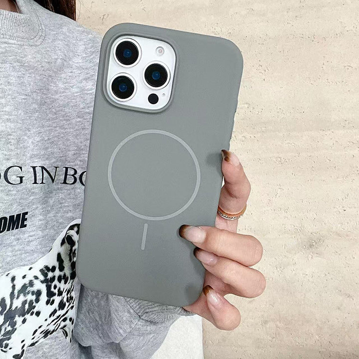 For iPhone 16 pro Thin Ring Mag Safe Liquid Silicone Phone CaseiPhone17 AIR Shockproof Solid Color Protective Case