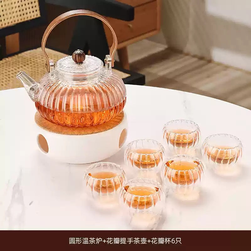 南瓜茶壶提梁壶水果花茶壶套装耐热玻璃下午茶具轻奢美容院茶具