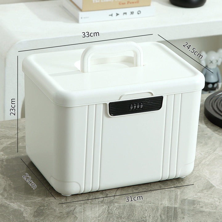 密码收纳箱贵重物品塑料储物箱桌面文件带锁收纳盒车载家用整理箱
