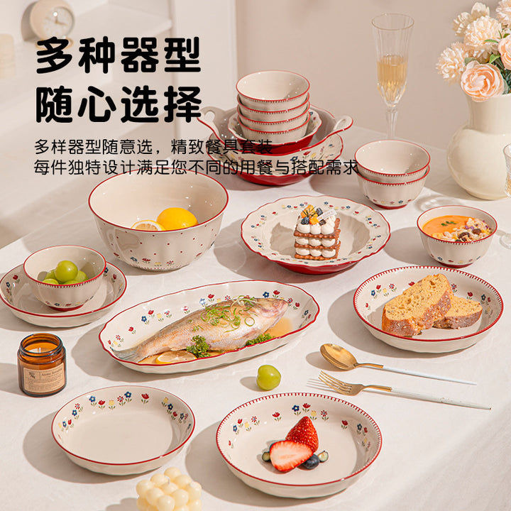 New Bowl & Plate Set Premium Design Ceramic Wedding Newlywed Gift Tableware Bowl Home Small Tableware