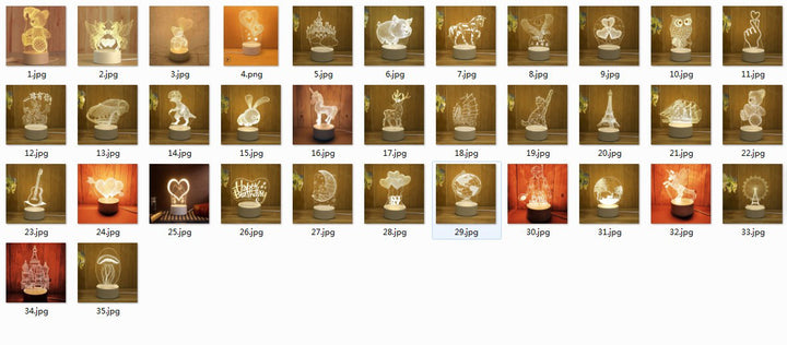 批发3D小夜灯 USB儿童卡通圣诞礼物小夜灯手写亚克力七彩遥控台灯