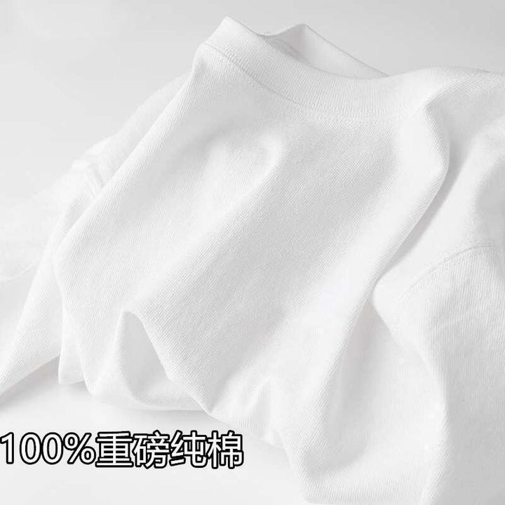夏季新款男女士纯棉短袖小胸标个性情侣T恤衫宽松休闲百搭上衣潮