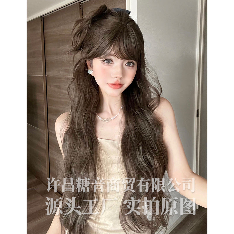 糖音假发女长卷发lolita逼真空气刘海假发全头套式假发