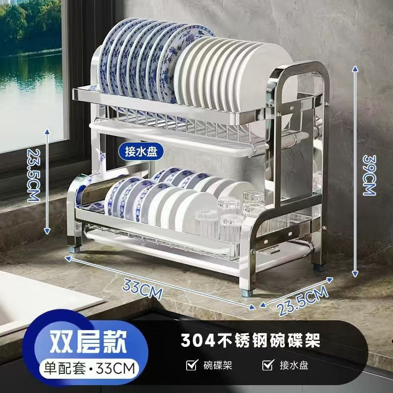 【精选联盟】不锈钢碗架厨房置物架碗碟沥水架碗盘超窄置物架