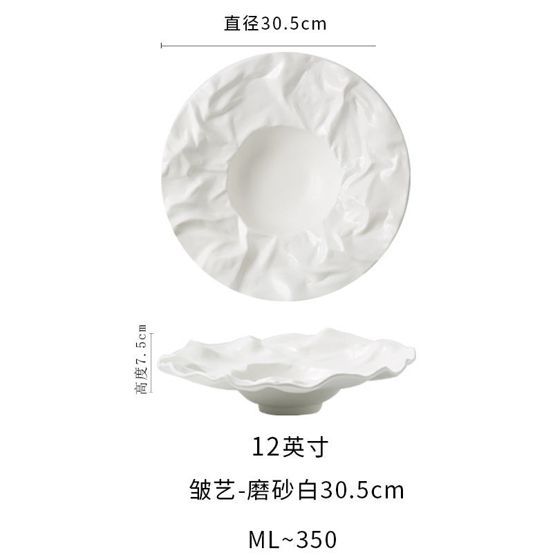 日式岩石收纳西餐盘子异型牛排盘商用轻奢沙拉餐厅酒店陶瓷托盘