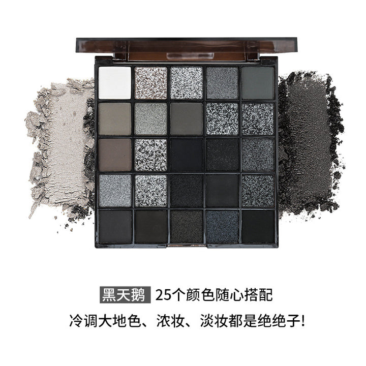 卡佩尔25色眼影黑天鹅暗色哑光亮片闪粉橘棕日常朋克烟熏眼影