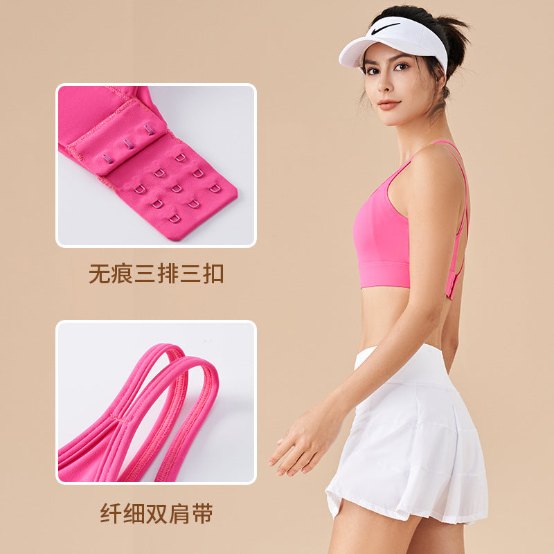 高强度运动内衣女固定一体式防震文胸健身跑步瑜伽服美背瑜伽背心