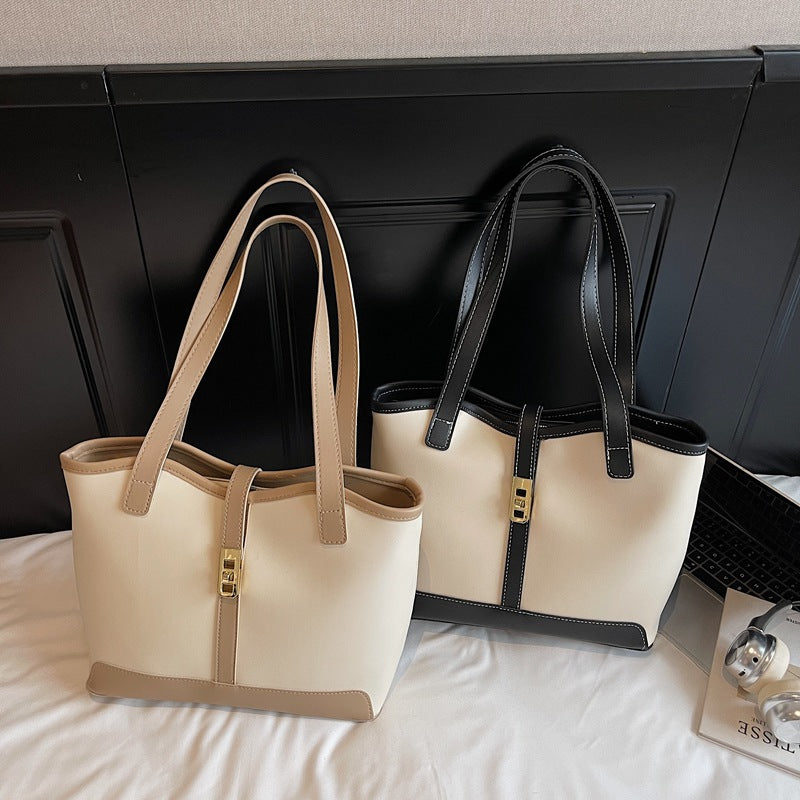 跨境2025新款大容量单肩斜挎Bags高级质感菱格链条通勤时尚托特包