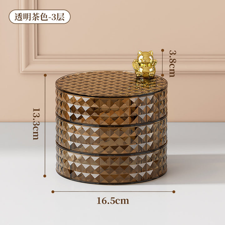 轻奢摆放盘家用客厅首饰口红盒收纳盒化妆用品收纳旋转置物盘子