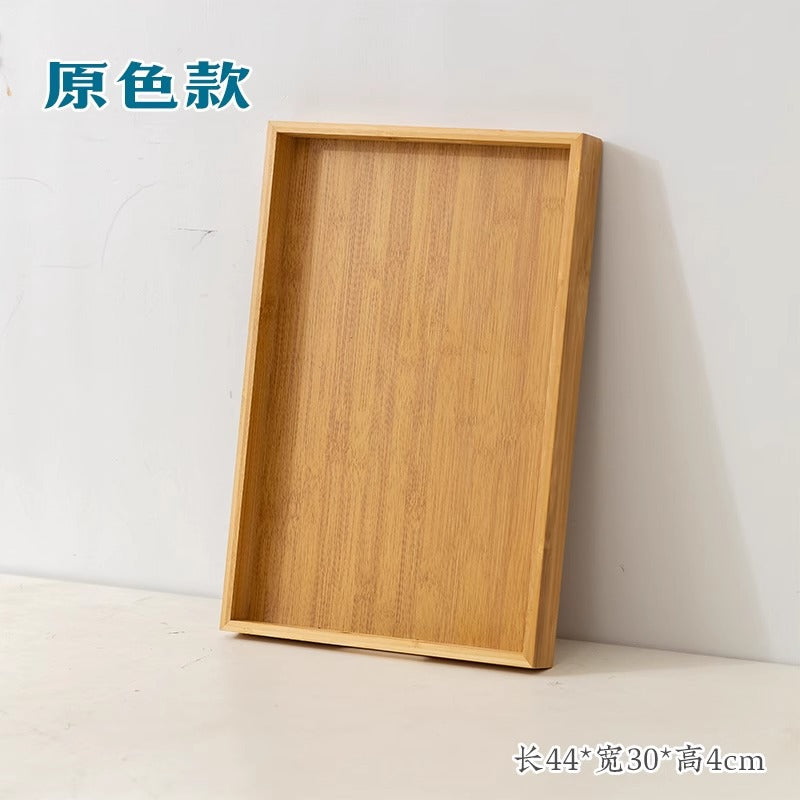 家用木质茶水杯餐盘放茶杯茶具收纳盘围炉煮茶竹制长方形托盘茶盘