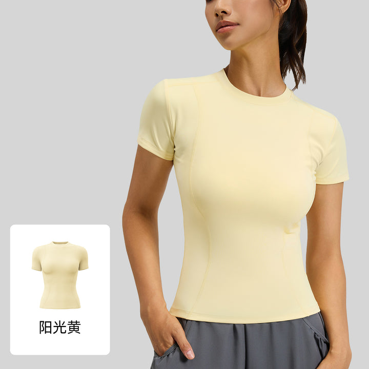 聚衣堂春夏修身运动短袖T恤瑜伽服上衣女健身紧身跑步瑜伽短袖
