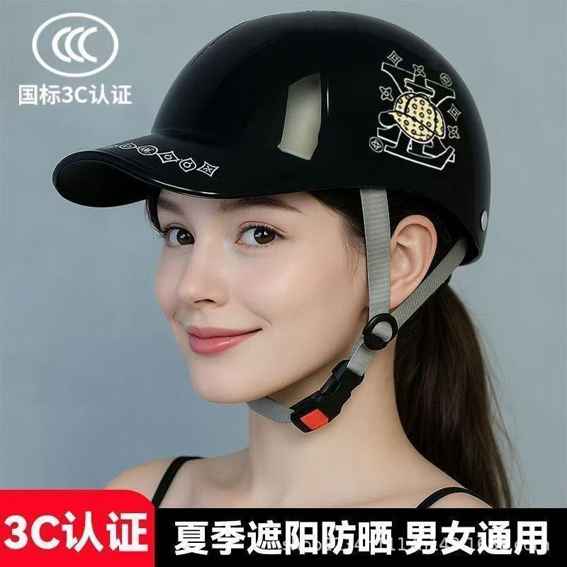 2026国标3C认证电动摩托车鸭舌帽头盔男士夏季防晒透气安全帽男女