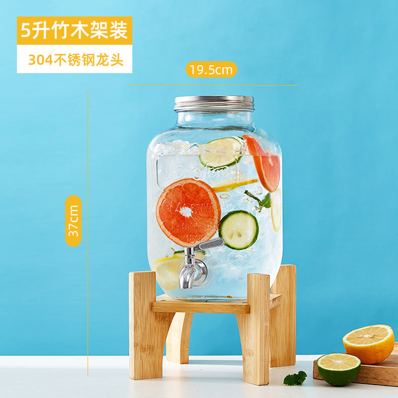 网红可乐酒炮 玻璃果汁鼎果汁罐 大容量饮料桶梅森罐酿酒瓶酵素桶