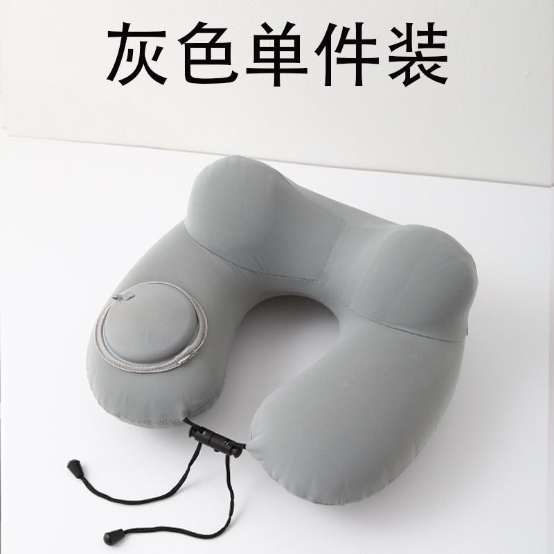 旅行枕头u型驼峰枕按压充气便携飞行护颈枕出差脖子u形枕长途旅游