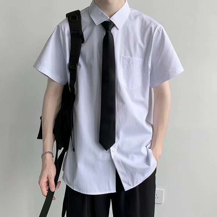 dk制服男2023夏季新款短袖衬衫日系学院风衬衣情侣毕业班服好质量