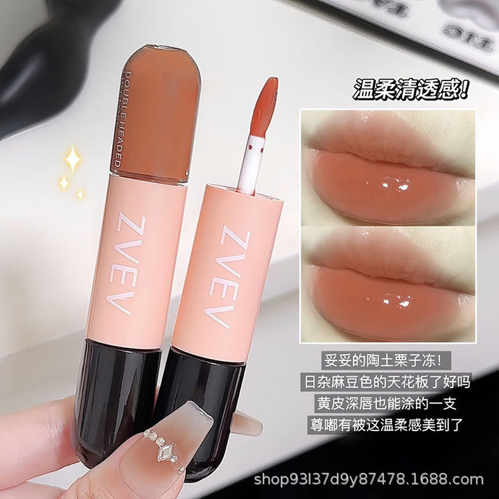 ZVEV明彩双头唇釉水光丝绒雾面显白口红滋润少女唇泥彩妆厂家批发