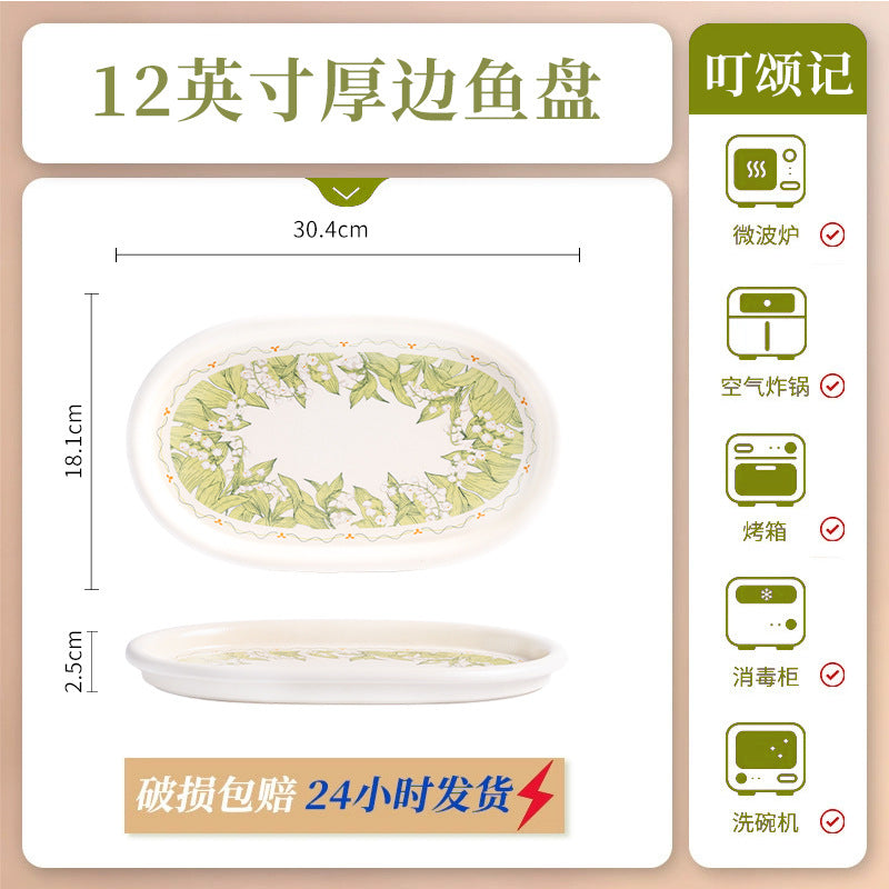 KANGMO Underglaze Ceramic Dinner Set - Oil Painting Bowls & Plates Housewarming Gift