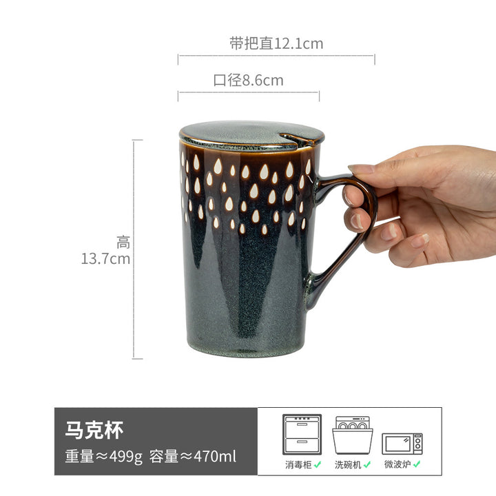 Cup With Lid Large Capacity Water Cup Mug Japanese Style Ceramic Premium Women