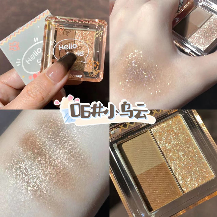 HELLOSTYLE三色四色眼影盘小曲奇蔷薇眼影盘乌云大地色珠光哑光女