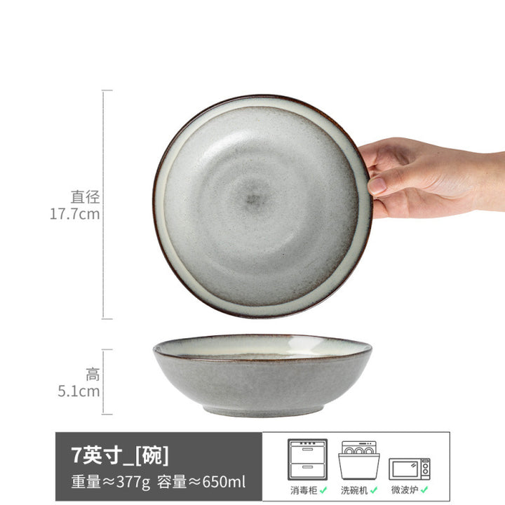 Vintage Bowl Japanese Style Ceramic Bowl Bowl Home Bowl Bowl Tableware Light Luxury Premium Design Bowl Bowl