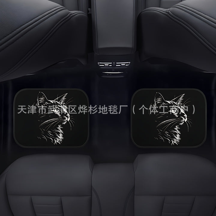 Cute Cat Crystal Velvet Car Floor Mat – Anti-Slip Easy Clean Decorative Pad