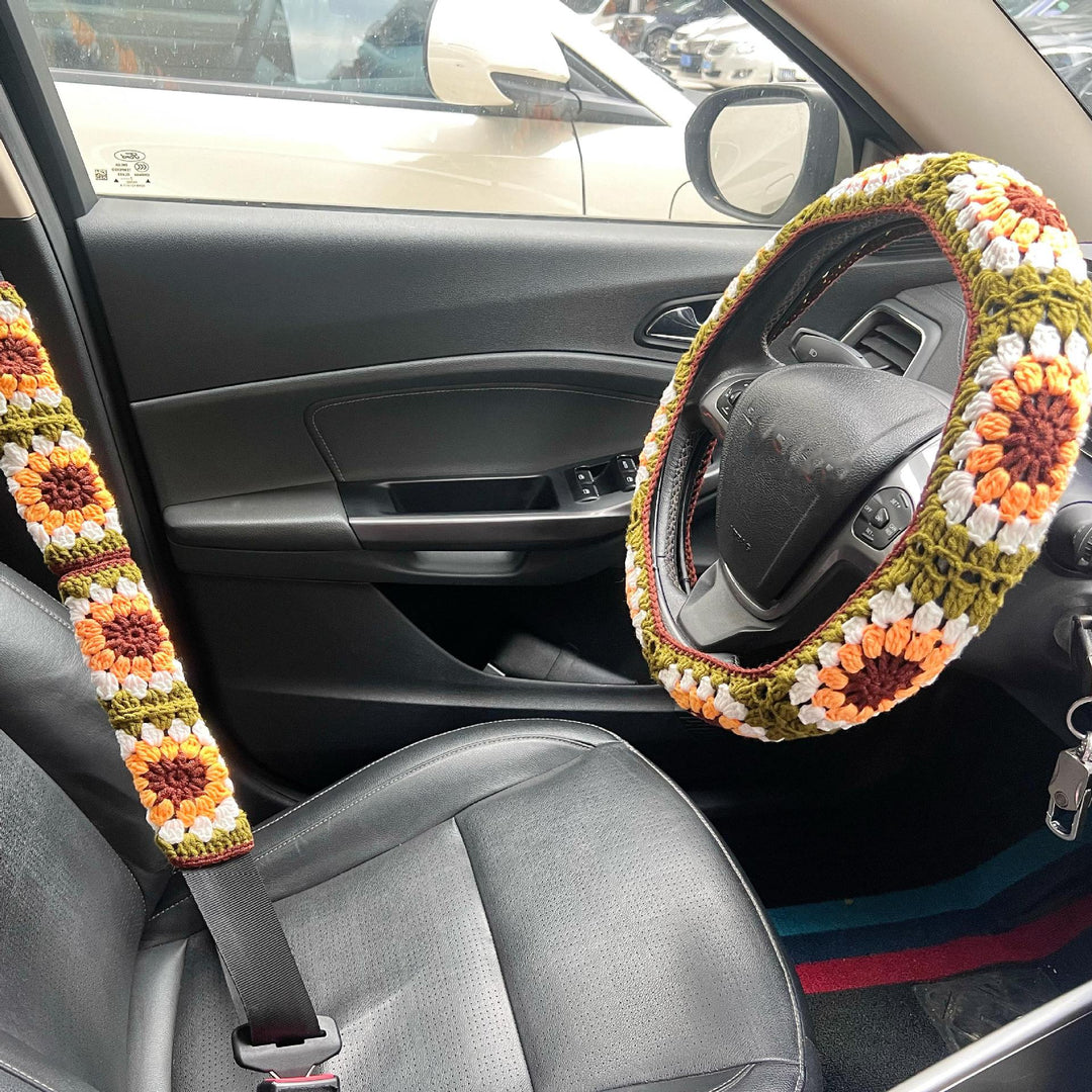 Car Interior Cute Flower Car Interior Steering Wheel Cover Non Slip Safe