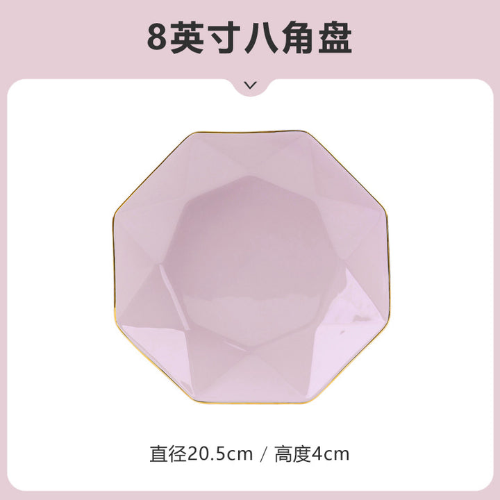 网红高颜值粉色饭碗盘子面碗陶瓷餐具景德镇碗碟套装家用批发自选