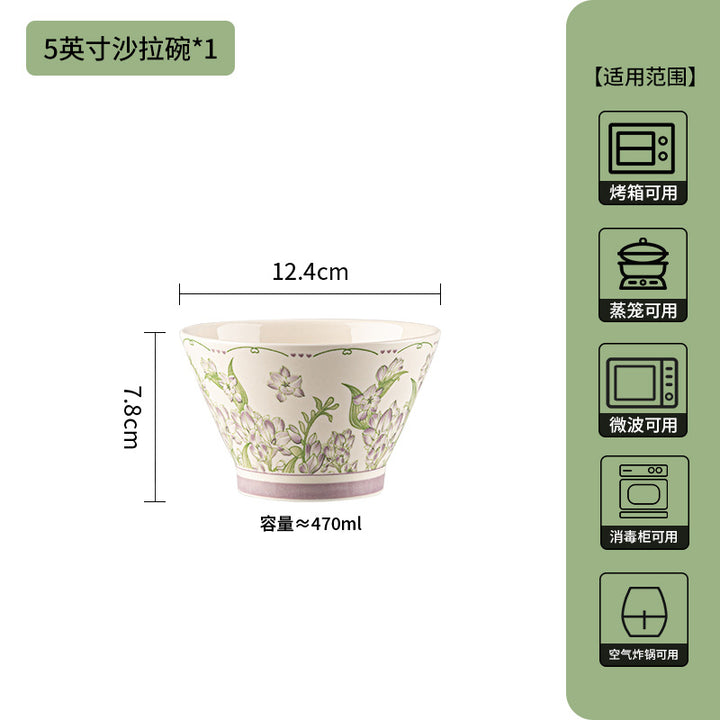小兰花碗碟套装家用2025新款轻奢高级感颜值陶瓷米饭碗菜盘碗具
