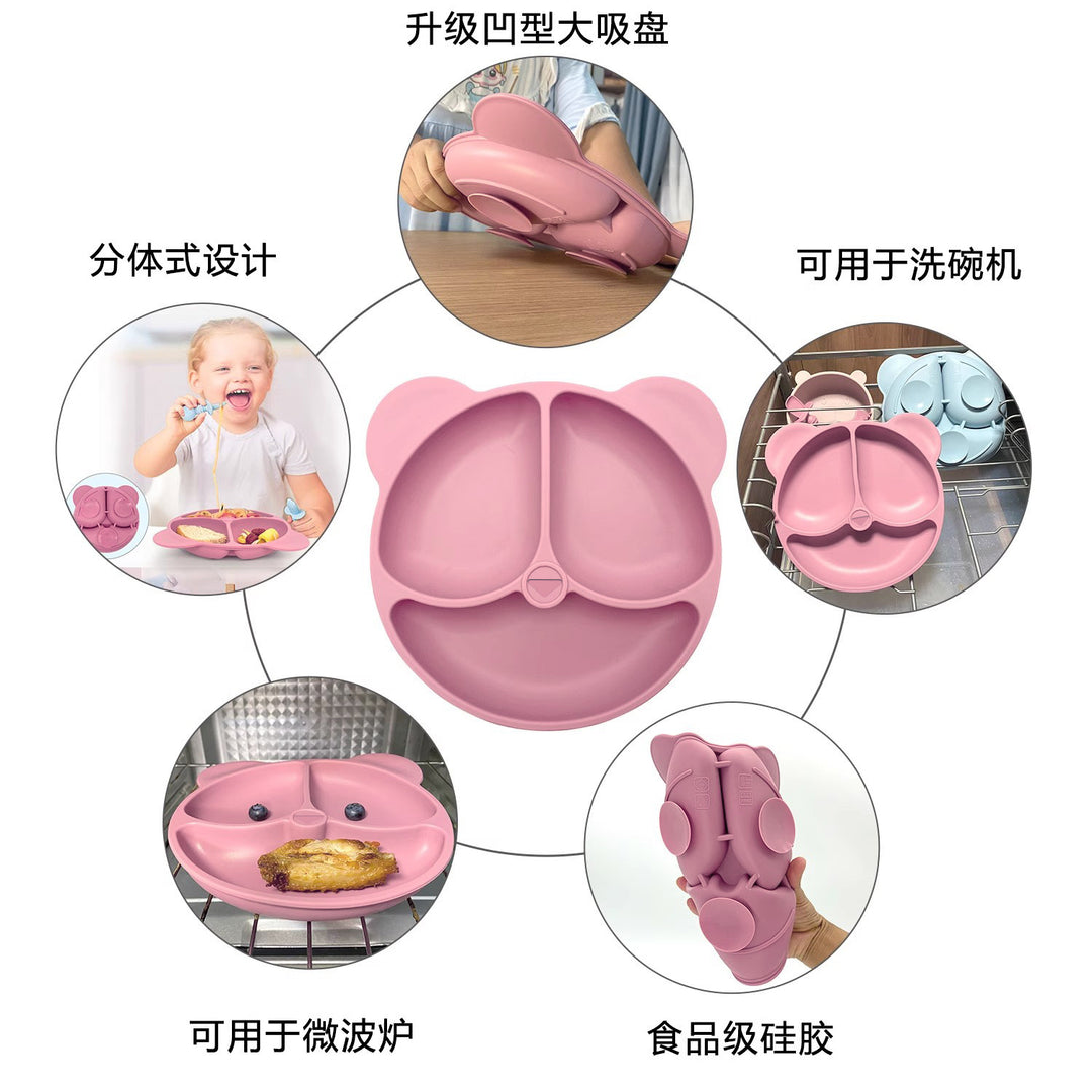 新品婴儿食品级硅胶餐具套装辅食八件套婴幼儿吸盘式围兜勺子餐具