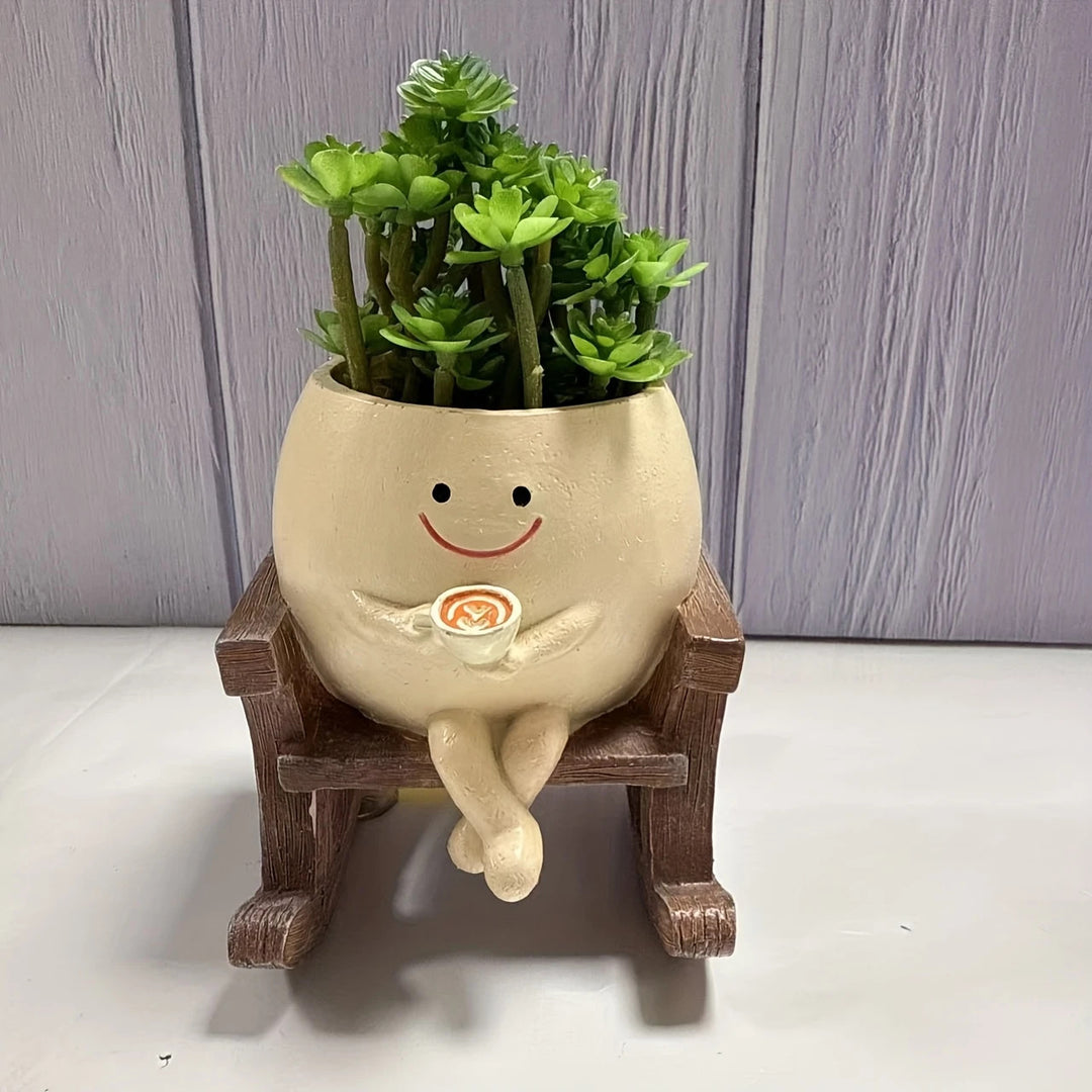 跨境新款可爱多肉秋千花盆工艺品创意家居个性花盆户外花园装饰