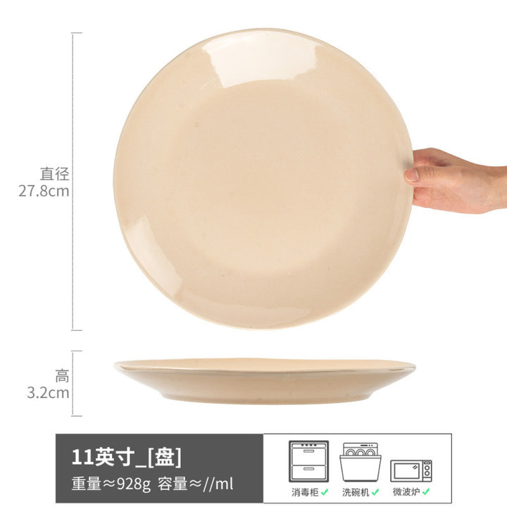 Large Plate Japanese Style Home Plate Vintage Ceramic Plate Plate Tableware Dish Plate Light Luxury