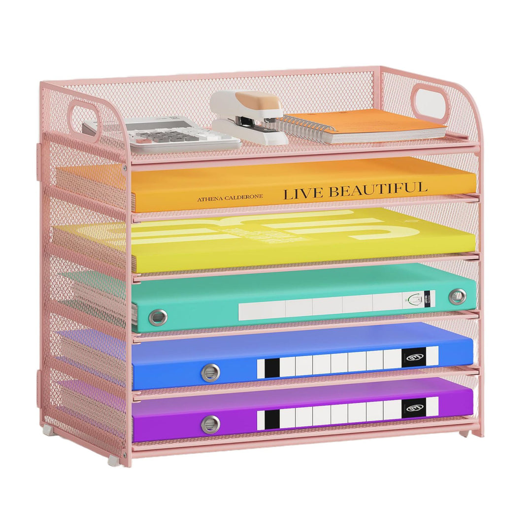 Multi-Tier Office File Rack – Large Capacity Desktop Document Organizer Shelf