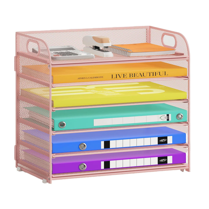 Multi-Tier Office File Rack – Large Capacity Desktop Document Organizer Shelf